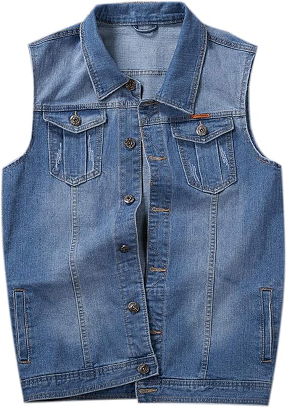 Prijouhe メンズ デニムベスト ジーンズベスト ブラックデニム オートバイ ブラック ブルー バイカー プラスサイズ ノースリーブ ベスト 通販 Amazon