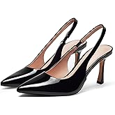 GENSHUO Women's Slingback Heels Closed Pointed Toe Dress Pumps Shoes Slip On 4 Inch High Stiletto Comfortable Sexy Wedding Work Casual Prom Party