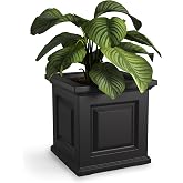 Mayne Nantucket 16in Square Planter - Black - with 3.7 Gallon Built-in Water Reservoir (5865-B)