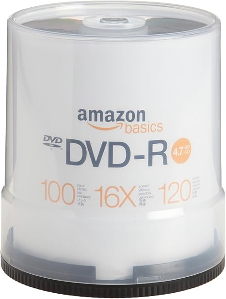 AmazonBasics - Torre de DVD-R de 4,7 GB (16x, 100 unidades): Amazon.es