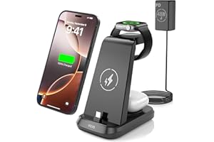 VCVS 48W Super Fast 3 in 1 Charging Station for Apple Devices, USB C Fast Charger for iPhone 16/15 Series, Wireless Charger Compatible with Apple Watch Ultra/10/9/8/7/6/5/4/3/2/SE & AirPods 4/3/2/Pro
