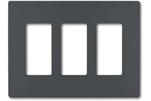 Legrand - Pass & Seymour radiant RWP263GCC6 Three-Gang Screwless Wall Plate, Graphite Finish