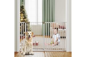PIPLEO Extra Tall 40.5" Baby Gate for Stairs & Doorways, Dog Gate Indoor Fits 63-65.7" Openings, Safety Child Gate, Durable Pressure Mounted Self Closing Thru Pet Gate (63-65.7" Wide)