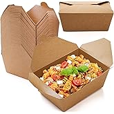 DEAYOU 35 Pack 110 Oz Paper Take Out Food Container, Large Kraft Lunch Meal Takeout Box, Disposable Brown Storage To Go Packaging, Leak and Grease Resistant Paperboard Fast Food Holder, Microwaveble