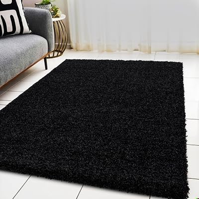 BPIL Living Room Rug 60x110 cm 5cm Thick Shaggy Black