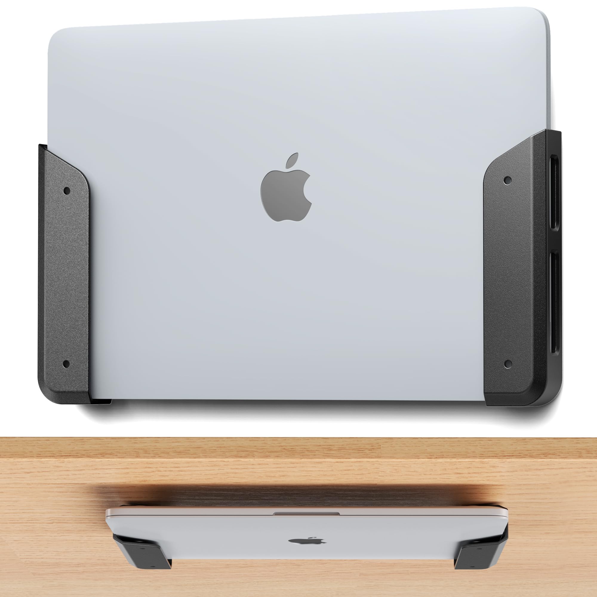 Photo 1 of ELETIUO Wall & Under Desk Laptop Mount Holder with Adhesive & Screws in,1.02"/ 26 mm Thick,Anti-Scratch Pads,Universal for MacBooks,Surface,Keyboards,Tablets,Switch &More