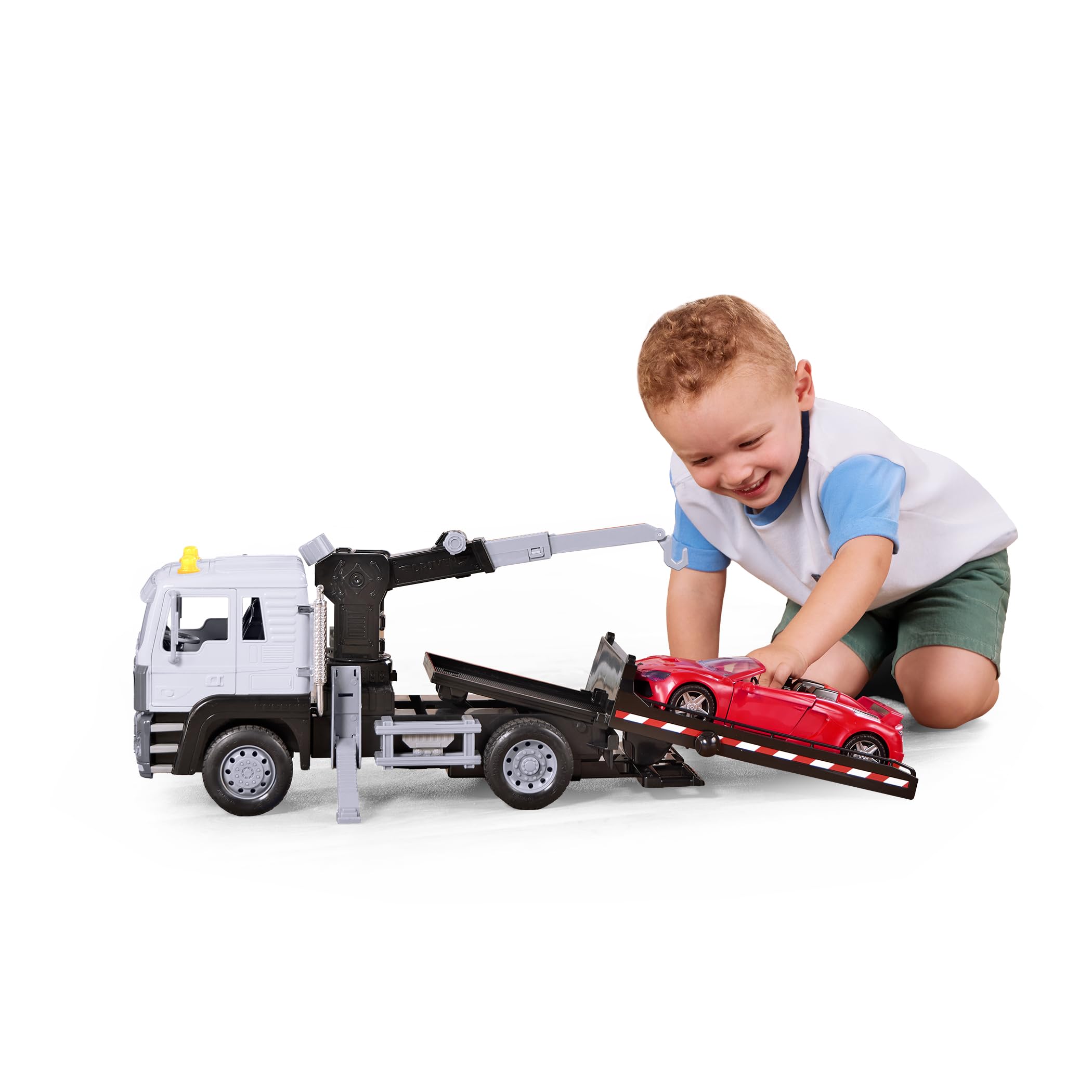 Photo 1 of ****BROKEN*Driven by Battat – Toy Tow Truck for Kids – Rescue Vehicle Toy – Lights & Sounds – Movable Parts – 3 Years + – Tow Truck, 20 inches