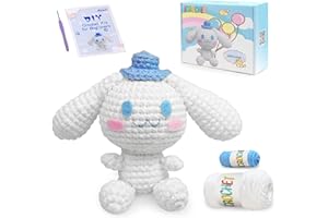 ⅠCROCHET Crochet kit for Beginners,Kawaii Cinnamoroll Crochet kit,Learn to Knitting Kits for Adults Beginner, Amigurumi Crochet Kits Step-by-Step VideoTutorials for Instructions,Yarn,Hooks,Accessories,Gift