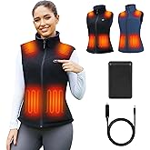 Reversible Heated Vest for Women with 12V Battery, Electric Rechargeable Fleece Heating Jacket for Outdoor Camping,Car