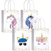 Crtiin 24 Pcs Unicorn Party Favor Bags for Birthday Party Supplies, Unicorn Gift Bag Goody Treat Candy Bags for Valentines Day Baby Shower Birthday Carnival Festivals Decorations