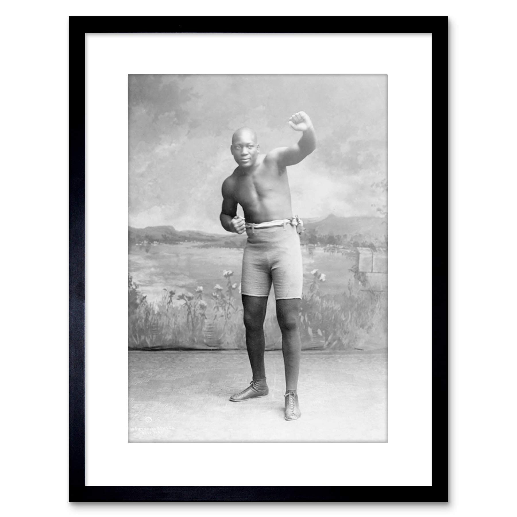 Wee Blue Coo Old Sport Jack Johnson Boxer World Fist Framed Wall Art Print
