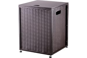 Cecarol Propane Tank Cover Table Hideaway Table for Gas Fire Pits for 20 lbs Propane Tank Outdoor Gas Tank Storage Side Table for Gas Fire Pit Gas Grill Griddle Propane Stoves(Brown)