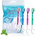 Dr. Good Disposable Mini Toothbrush 5 in 1 Tool (Toothpaste + Floss + Pick + Tongue Scraper) Portable Travel Set Individually Wrapped Mint Oral Care,24 Packs