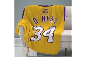 The Sleep Squad Los Angeles Lakers Shaquille O'Neal 60 x 80 Raschel Plush Blanket A NBA Throw