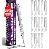 MyMed 10R Blades Dermaplaning Razor for Women Face 10R Blades with Scalpel Handle - Pack of 15 Dermaplane Blades Scalpel 10R + Dermaplane Handle #3, Size 10R Scalpel Blades, Dermaplane Blades 10R