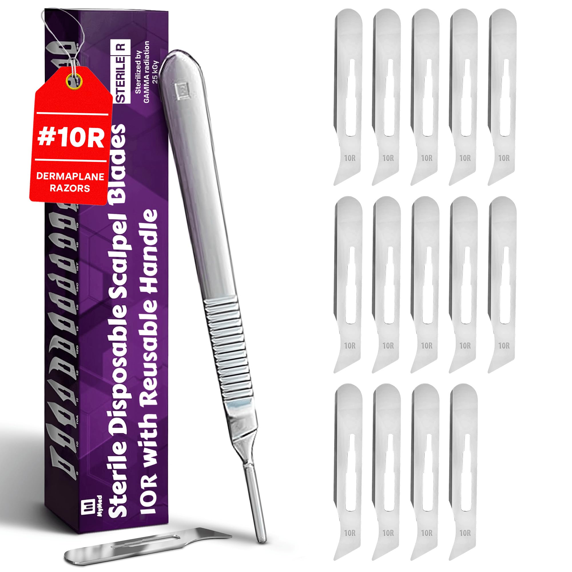 Photo 1 of MyMed 10R Blades Dermaplaning Razor for Women Face 10R Blades with Scalpel Handle - Pack of 15 Dermaplane Blades Scalpel 10R + Dermaplane Handle #3, Size 10R Scalpel Blades, Dermaplane Blades 10R