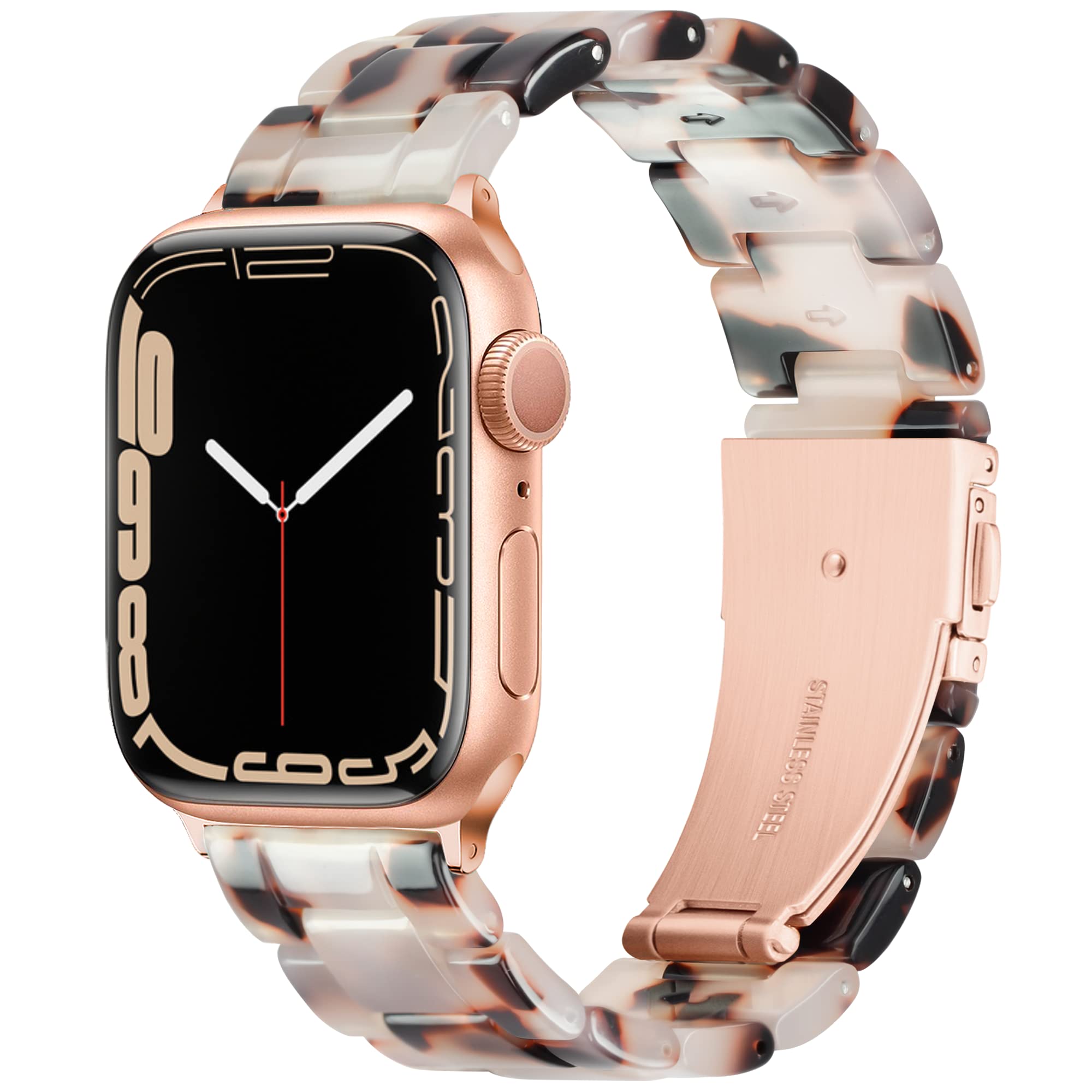 Vamyzji Compatible with Apple Watch Straps 42mm(Series 11 10)41mm 40mm 38mm, Light Resin Tortoise Waterproof Sport iWatch Strap with Stainless Steel Clasp for Apple Watch Series 11 10 SE 9 8 7 6 5 4 3 — image 1