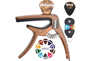 Histacy Guitar Capo, 3 in 1 Zinc Alloy Capo with Pick Holder & Bridge Pin Puller, 6 Guitar Picks, Pick Holder & Leather Pouch