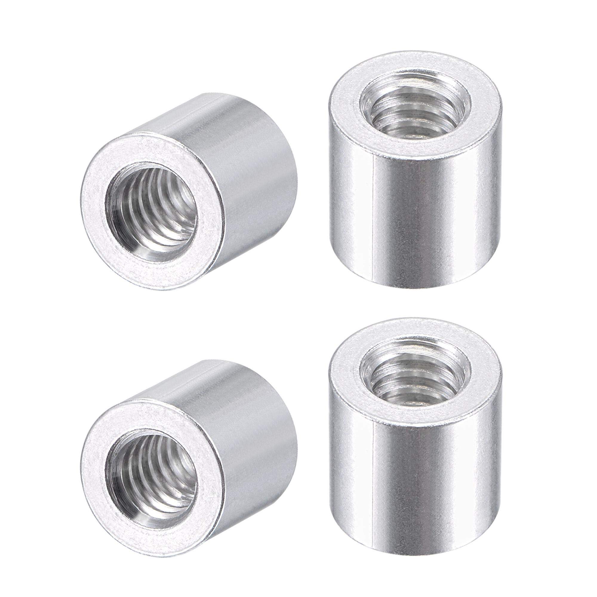 sourcing map Tripod Nut - 1/4-20 x 10mm x 10mm Aluminum Alloy Hand Screw Nuts Camera Tripod Pass Hole Nut Silver 4pcs
