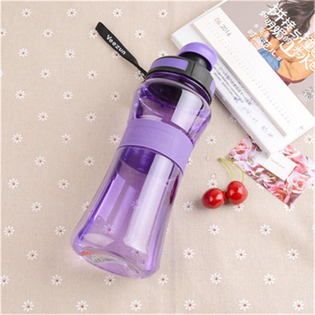 ADGWRA 550ML Leak-Proof Seal Nozzle Sport Bicycle Plastic Water Bottles With Cover Lip Filter BPA Free Canteen purple 550ML