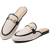 Minorsu Women's Black Animal Print Buckle Mules - Memory Foam Insole - Low Heel - Casual Mule Shoes