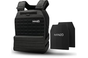 HANZO Adjustable Weighted Vest with Removable Plates (14–30 lb) | Heavy-Duty Weighted Vest for Running, Rucking, Calisthenics
