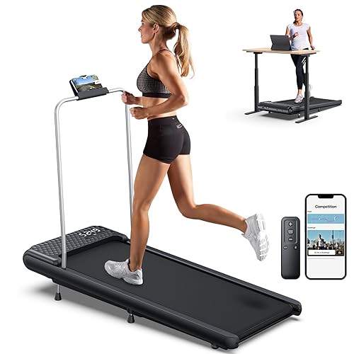 WELLFIT 10% Incline Walking Pad Treadmill with Handlebar,265LB Capacity,40  dB Low Noise Standing Under Desk Walking Jogging Running Machine for Home 