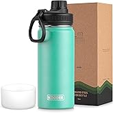 koodee Water Bottle for School-16 oz Stainless Steel Triple Wall Vacuum Insulated Water Bottle for Girls, Wide Mouth Bottle with Leakproof Spout Lid (Teal)