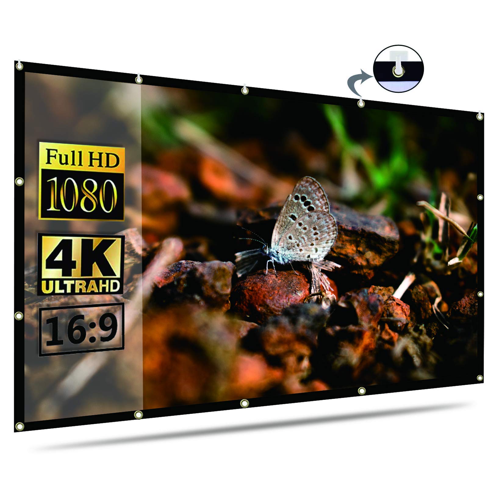 Projector Screen Indoor Outdoor Portable Movie Screens 16:9 for Home Theater Cinema Indoor Outdoor (100inch)