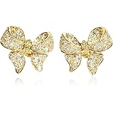 Bow Earrings for Women Sparkle Rhinestone Bow Stud Earrings Dainty Bows Christmas Outfit Stocking Stuffers Jewelry
