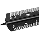 Architectural Scale Ruler 12 Inch Metal Scale Aluminum Metric Scale Ruler 1:20, 1:25, 1:50, 1:75, 1:100, 1:125 Triangle Trian