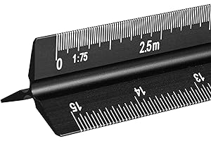 Architectural Scale Ruler 12 Inch Metal Scale Aluminum Metric Scale Ruler 1:20, 1:25, 1:50, 1:75, 1:100, 1:125 Triangle Trian
