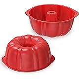 SILIVO 7 inch Silicone Bunt Cake Pans (2 Pack) - 6 Cup Nonstick Silicone Fluted Tube Pans for Baking for Cake, Brownie and Mo