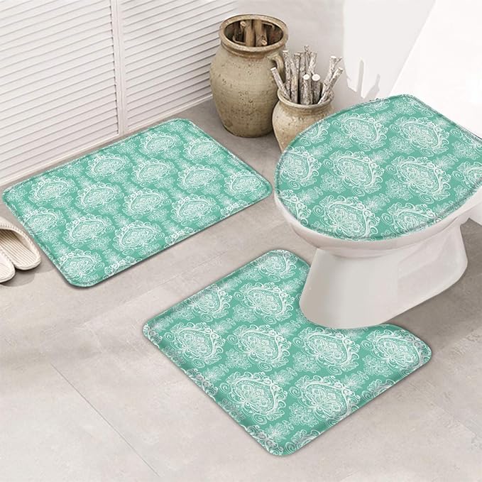 TAKEMEHOME Geometric 3 Pieces Bath Rug Set 20"x31"+16"x18