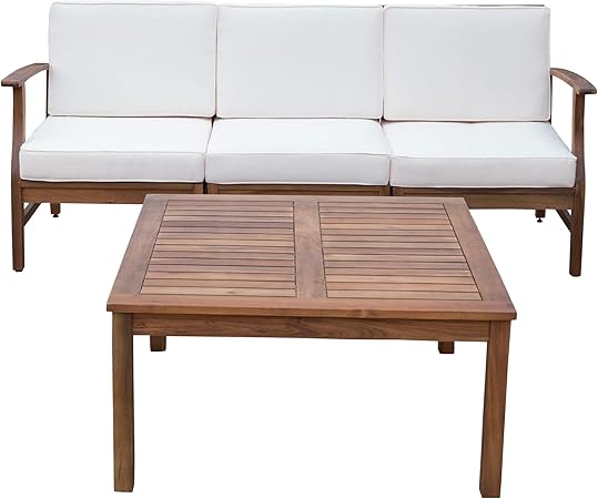 Amazon Com Lorelei Outdoor 3 Seater Teak Finished Acacia Wood