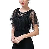 1920s Women’s Shawl Wraps Sequin Beaded Bridal Shawls Flapper Evening Cape