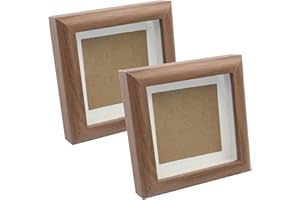 4 x 4 Shadow Box Picture Frame 2 Pack Solid Wood Shadowbox Display Case with Glass Farmhouse Style Small Photo Frame for Hang