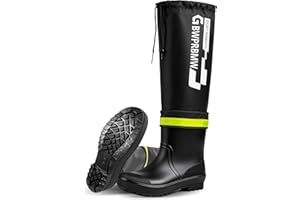 Mens PVC Eco-Friendly Rain Boots High-Top with Drawstring Lightweight Comfortable Knee-High Fishing Shoes Outdoor Work