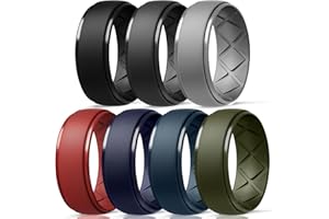 Egnaro Inner Arc Ergonomic Breathable Design, Silicone Rings Mens with Half Sizes, 1/4/5/6/7 Rubber Wedding Bands, 10mm Wide-2.5mm Thick