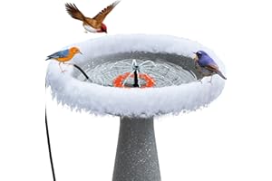ikuchelife Bird Bath Heater for Outdoors with Water Pump, Deicer for Birdbaths with Thermostatically Controlled and 3.3ft Long Cord,Pond De-icer 70 Watts for Patio Yard Various Bird Baths