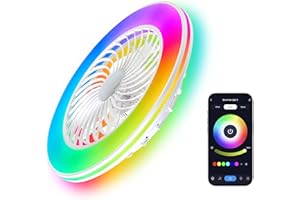 BESTECCT NEW Smart WiFi&Bluetooth RGB Ceiling Fans with Lights and Remote,20"low profile ceiling fan with light,Compatible with Alexa,Google Assistant,App Control Color Changing,3000K-6000K,6 adjustable speed