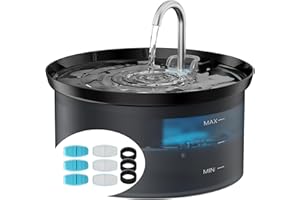BMDSAE Cat Water Fountain + 6Filters + 3 Sponges: 88Oz Pet Fountain 24/7 Running Water Fresh Help Pets Drink More Water Activated Carbon Filter 5V Ultra Silent Pump Increase Drinking Area