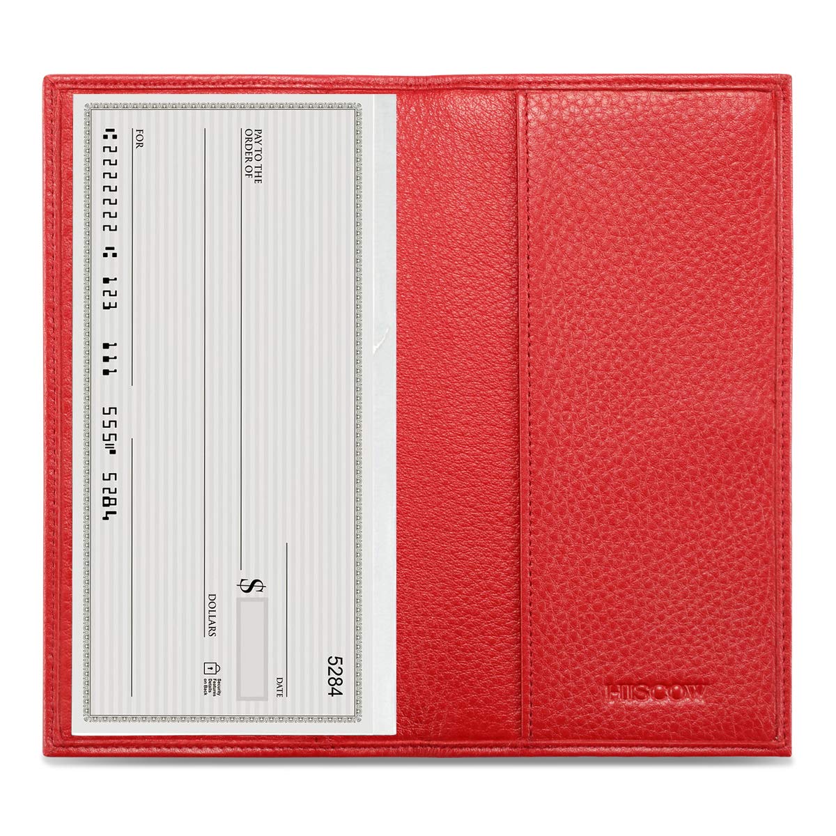 HISCOW Minimalist Checkbook Cover - Full Grain Leather, Pebble Red, Taille Unique