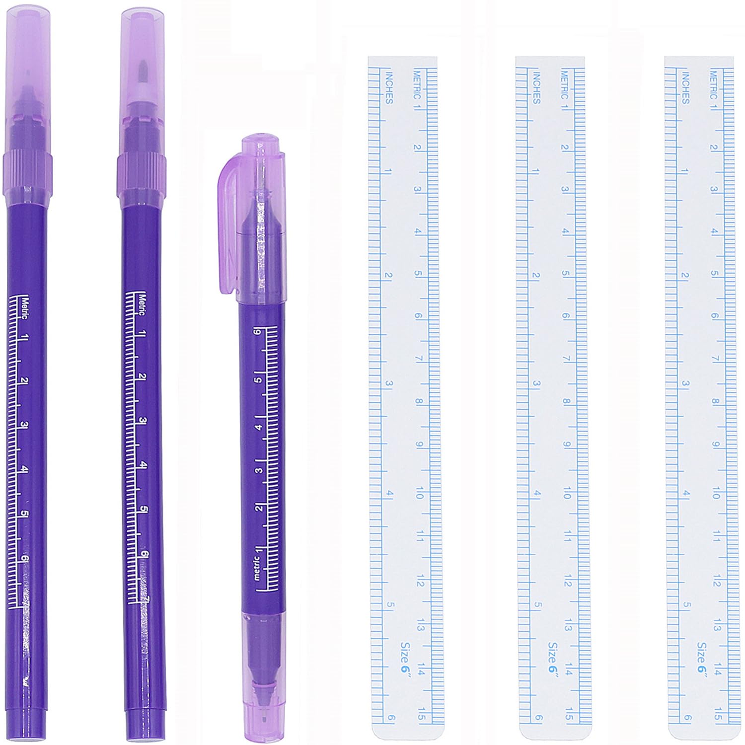 ZXUEZHENG 3Pcs Surgical Tip Markers Skin Marker Pen Tattoo Pen(0.5Mm,1Mm) With Paper Ruler (2 Single Head ,1 Double Head)