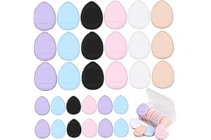 30pcs Mini Powder Puff, Small Makeup Sponge for foundations & Concealer, Precision Blending Finger Makeup Sponge Set with 3 S