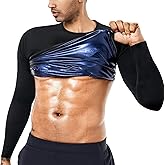 BODYSUNER Sauna Sweat Suits Shirt Waist Trainer for Men Compression Vest Workout Gym Clothes Sweat Enhancer Long Sleeve