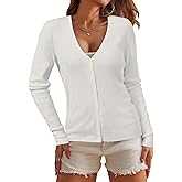 Arach&Cloz Womens Wool Blended Ribbed Cardigan Lightweight Long Sleeve Sweater 2025 Spring Fashion Button Down Knit Top