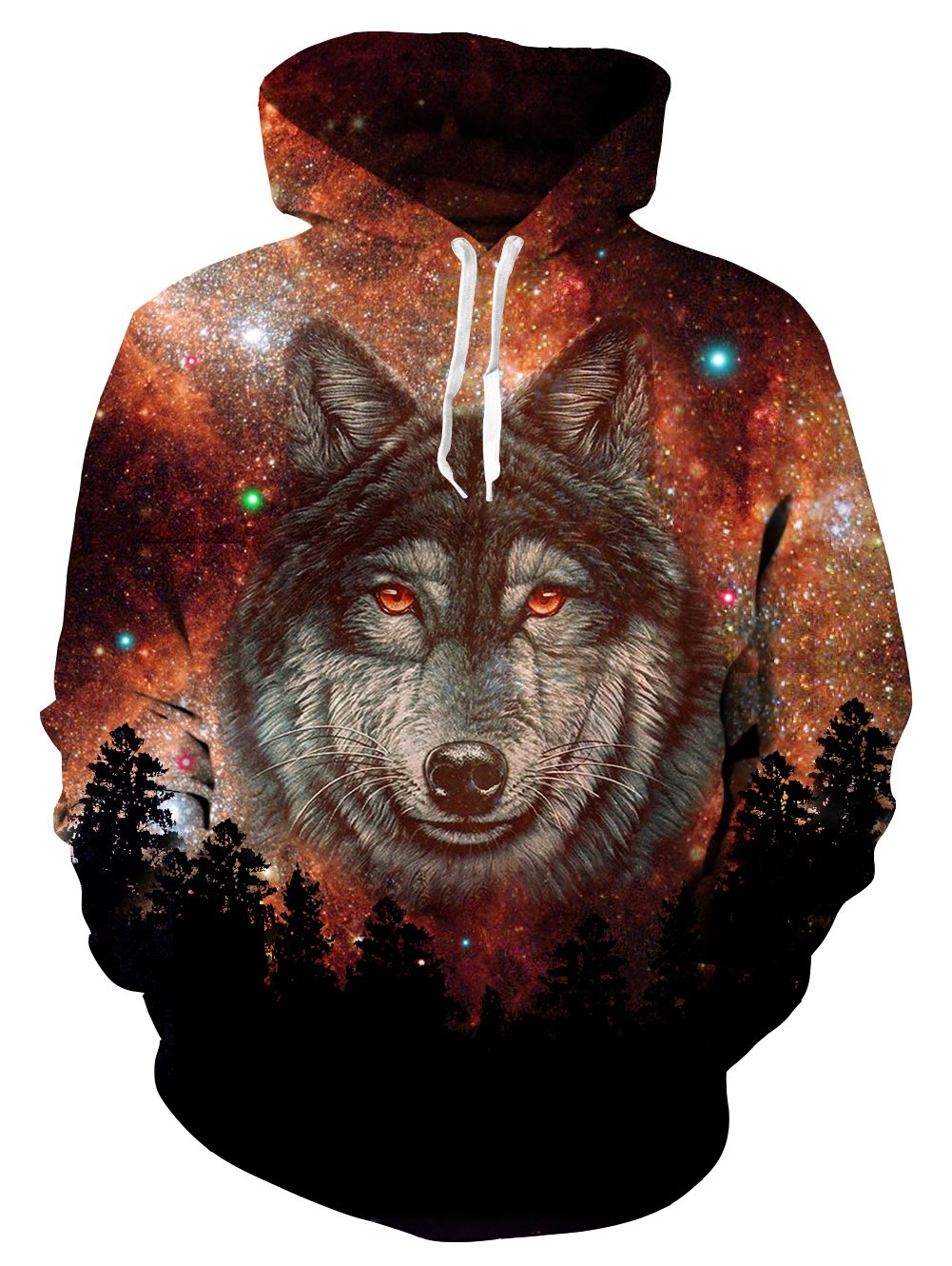 Men/Women Brown Galaxy Wolf 3D Hoodie Print Sportwear Hoody Sweatshirt Funny Pullover Hoodies M