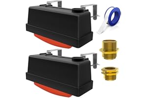 Toldear Water Trough Float Valve for Stock Tank, Automatic Control Waterer Level for Livestock Horse Chicken Animal Fish Pool with Hose Metal Connector & Ptfe tape （2 pack）