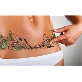 TuckTats Fiduciary Temporary Tattoo for Scars &ndash; Realistic Waterproof Scar Cover Tattoo for Tummy Tuck, Mastectomy, C-Section &amp; Top Surgery &ndash; Peacock Feather Design, Long Lasting 5&ndash;7 Days